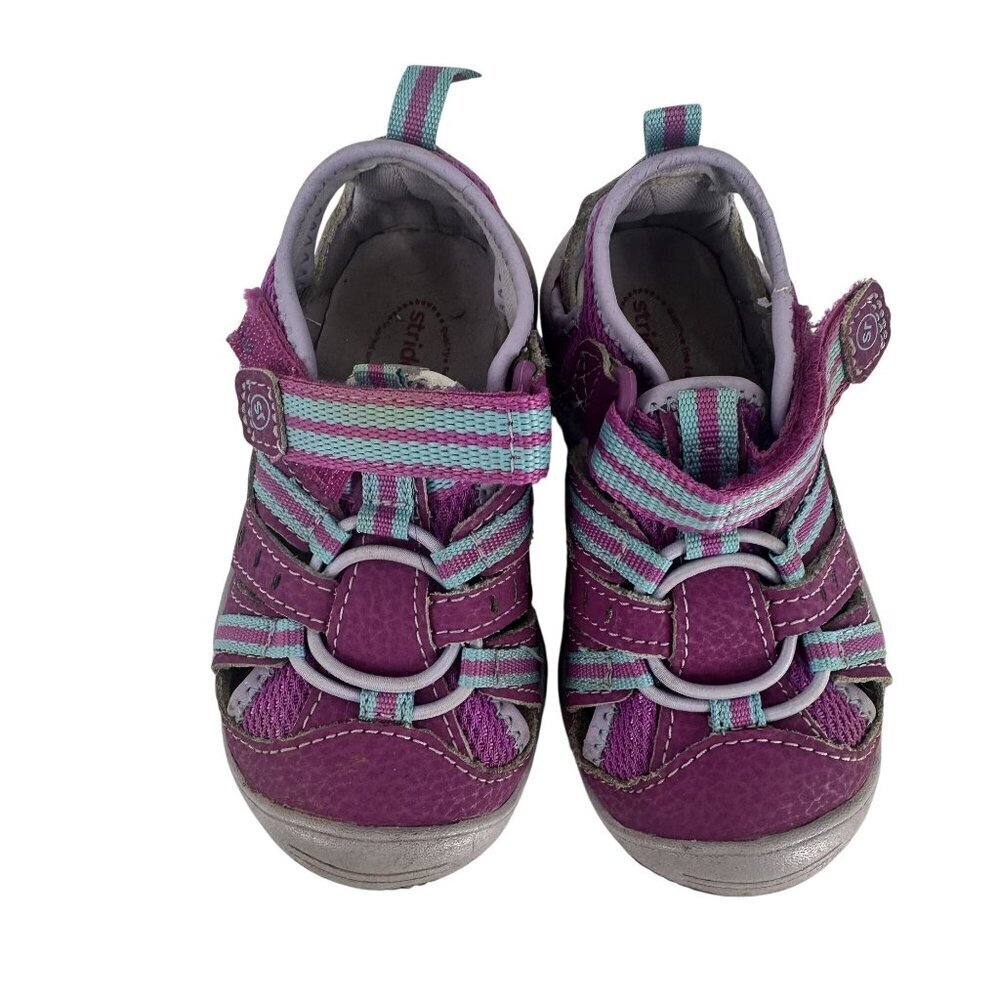 * Stride Rite Baby Petra Sandals US 5.5M Purple & Aqua Straps Leather Upper